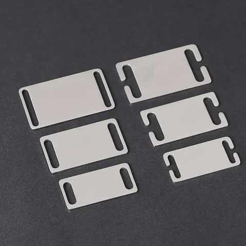 Stainless Steel DIY Blank Pet ID Tags Rectangular Identification Plates For Collars Sliding Engravable Metal Tags For Dog Cat Keychains