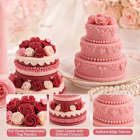 Rose Flower Cake Silicone Mold For Candle Making DIY Handmade Soap Aromatherapy Plaster Craft Tool Reusable Food Grade