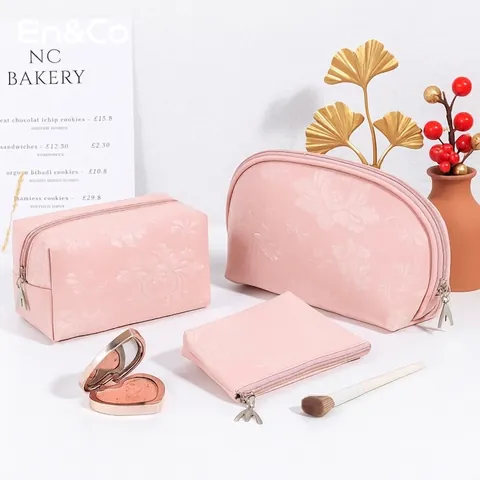 Borsa Da Trucco Pelle PU Motivo Floreale Impermeabile Portatile Viaggio Organizer Per Donne