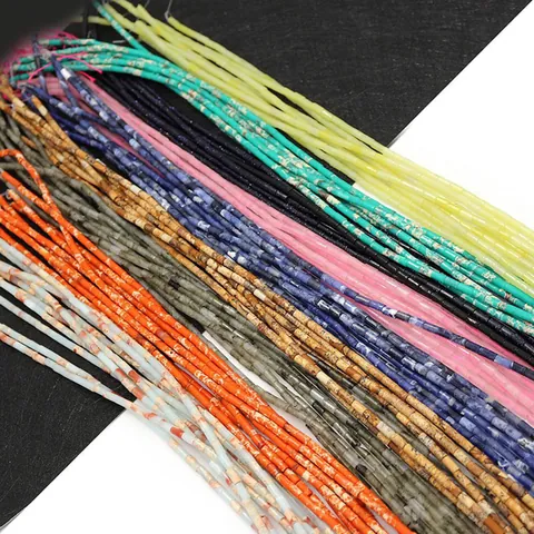 Natural Stone Loose Beads Cylinder Imperial Jasper Lapis Lazuli Lemon Jade For DIY Jewelry Making Necklaces Bracelets