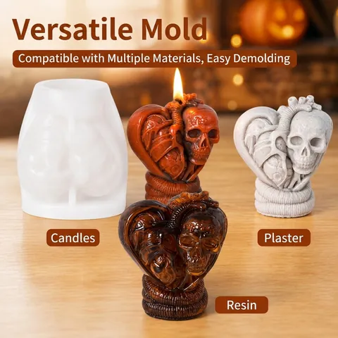 3D Mechanische Herz Silikon Kerzenform Schädel Rose Gothic Steampunk Halloween DIY Bastelwerkzeuge