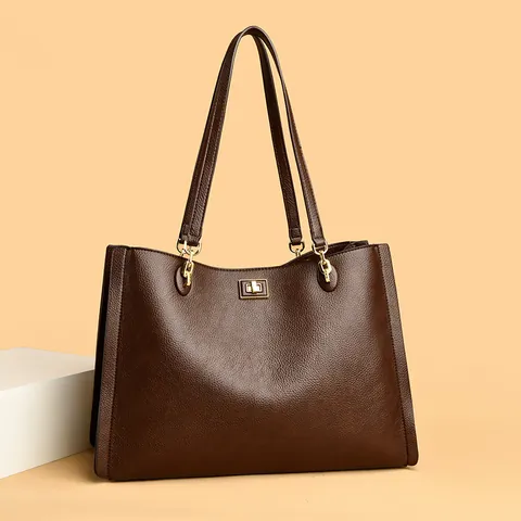 Damen Große Kapazität PU Leder Tragetasche Mode Litschi Textur Patchwork Umhängetasche Pendeln Büro Handtasche