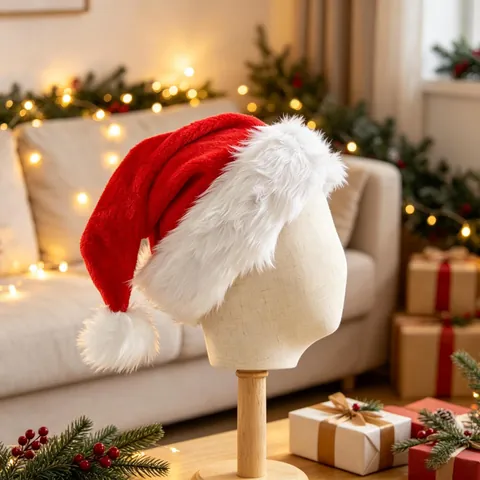Klassieke Pluche Kerstmuts Verdikte Rood Witte Muts Voor Volwassenen Kinderen Kerstmis Vakantie Feest Decoratie Rekwisieten