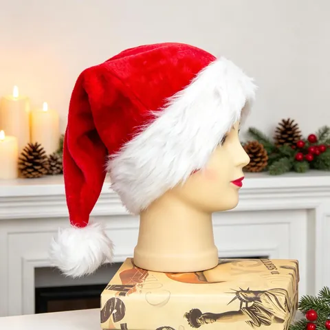 Klassieke Pluche Kerstmuts Verdikte Rood Witte Muts Voor Volwassenen Kinderen Kerstmis Vakantie Feest Decoratie Rekwisieten