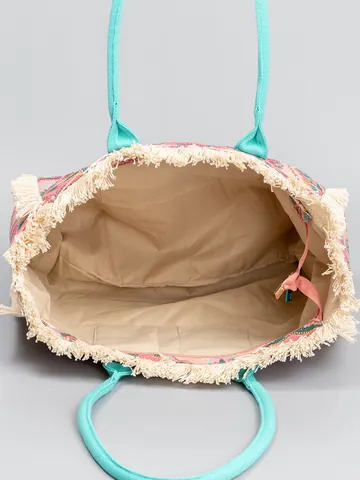 Bolso Tote de Lona Bohemio Gran Capacidad Estampado Floral Paisley Bolso de Hombro Con Flecos para Mujer Playa Viaje