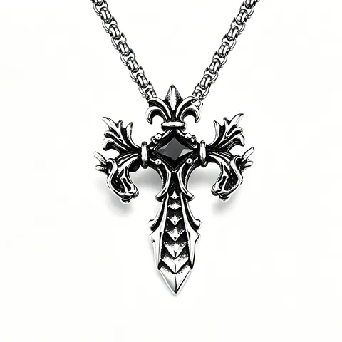Collana con Ciondolo Gotico Vintage per Uomo Catena in Acciaio Inossidabile Croce in Lega Drago Aquila Teschio Gioielli Animali Regalo