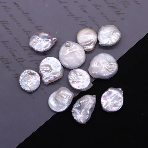 Perlas de Agua Dulce Naturales de Agua Dulce Barrocas Cuentas Sueltas Forma de Botón Única Perlas de Agua Dulce Cultivadas Blanco Iridiscente para DIY