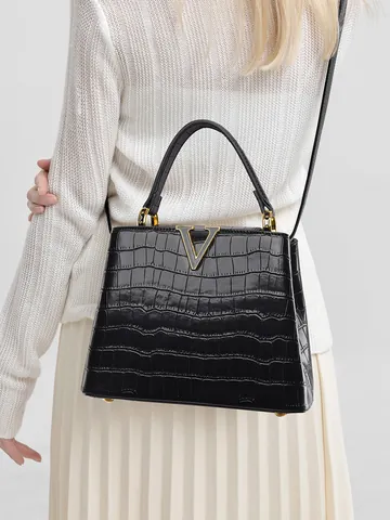 Sac à Main de Mode pour Femmes en Cuir PU Motif Crocodile Sac Bandoulière Style Designer de Luxe Sac à Épaule