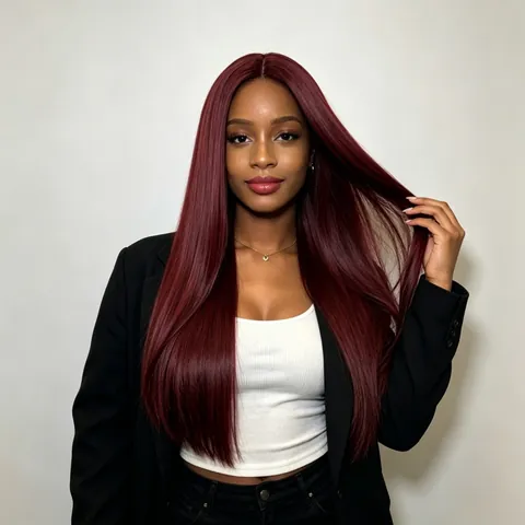 Fashion Long Straight Synthetic Wig Women Heat Resistant Middle Part Hair Replacement Natural Looking Street Style Wigs