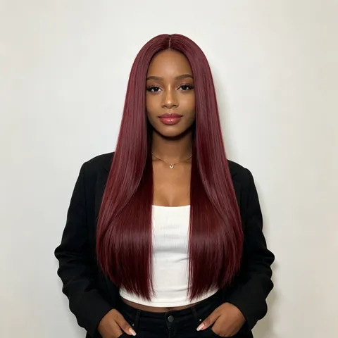Fashion Long Straight Synthetic Wig Women Heat Resistant Middle Part Hair Replacement Natural Looking Street Style Wigs