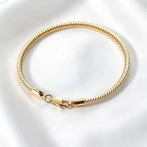 Bracelet Chaîne Serpent Acier Inoxydable Texture Carrée Poli Haute Brillance Fermoir Mousqueton Bijou Minimaliste Hommes Femmes
