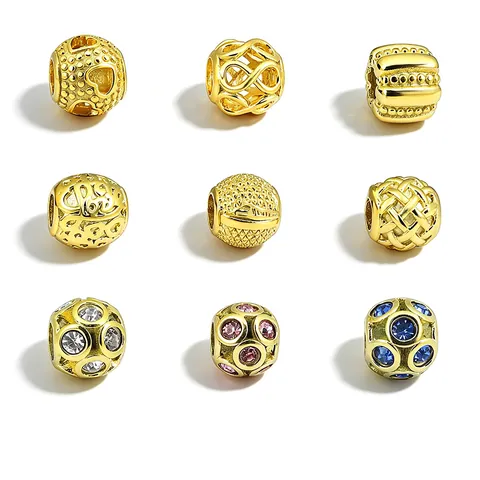 Edelstahl Hohles Herz Unendlichkeit Charms DIY Perlen Für Schmuckherstellung 18K Vergoldet Große Loch Strass Perlen Damen Armband Zubehör
