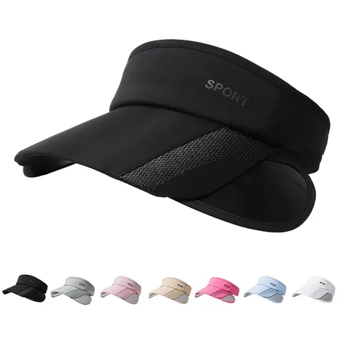 Damen Outdoor Sport Sonnenblende Einziehbarer Rand Open Top Hut Verstellbar Sommer UV-Schutz Radfahren Laufen Strandmütze