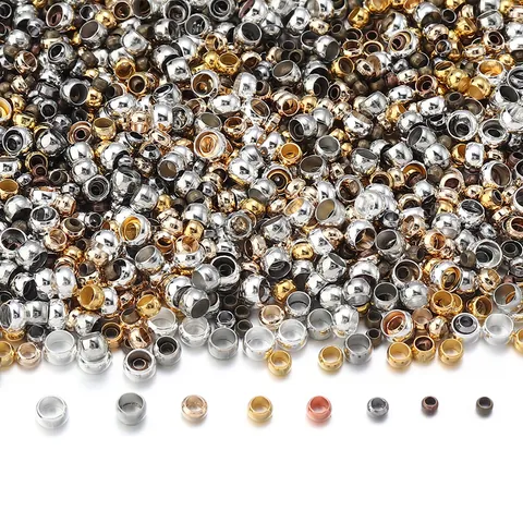 Copper Spacer Beads Round Crimp Beads DIY Jewelry Making Findings Metallic Electroplated Positioning Craft Accessories