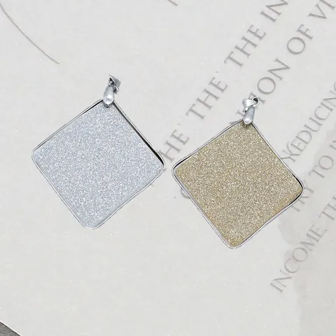 Natural Shell Square Pendant For DIY Jewelry Making Frosted Surface Edged Clasp Necklace Accessories Women Handmade Craft Findings