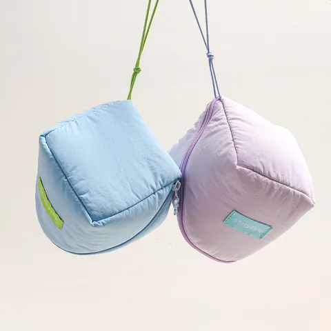 Cloud Shaped Cosmetic Bag Polyester Contrast Color Portable Zipper Travel Makeup Organizer Cube Pouch