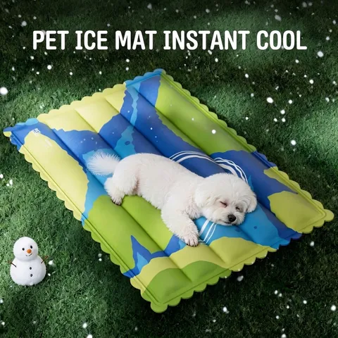 Alfombrilla Refrescante Para Mascotas Gel Sólido Poliéster Impermeable Verano Para Perros Gatos Estampado Dibujos Animados Lavable