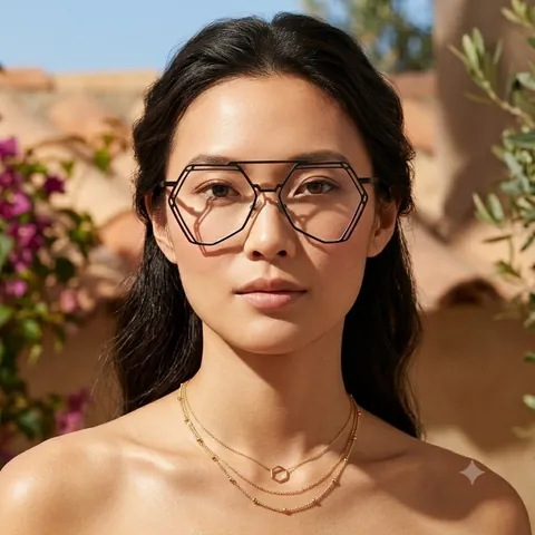 Minimalistische Unregelmäßige Polygonale Doppelsteg Metall Brille Vintage Mode Dekorative Klare Gläser Brillengestell Für Damen Herren