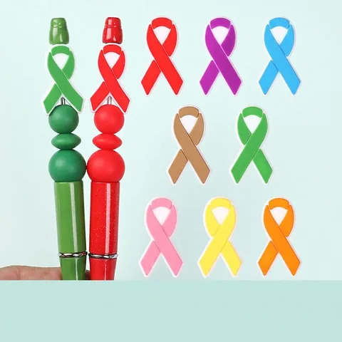 Siliconen Bewustzijn Lint Kralen Voor DIY Sieraden Maken Pen Decoratie Schoen Charms Lint Vorm Zachte Siliconen Losse Kralen Accessoires
