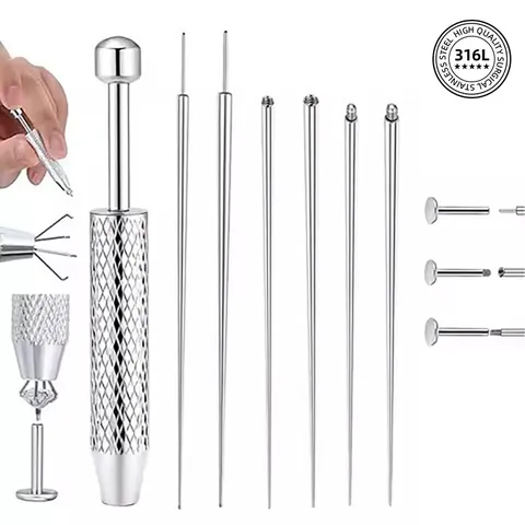 Aiguille de Guidage de Piercing en Acier Inoxydable 316 Tige d'Insertion Filetage Interne Externe Outils Auxiliaires pour Bijoux de Corps DIY