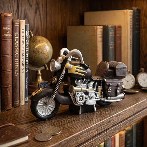 Retro Motorcycle Model Ornament Resin Vintage Motorbike Figurine Home Bar Desktop Decor Industrial Nostalgic Style