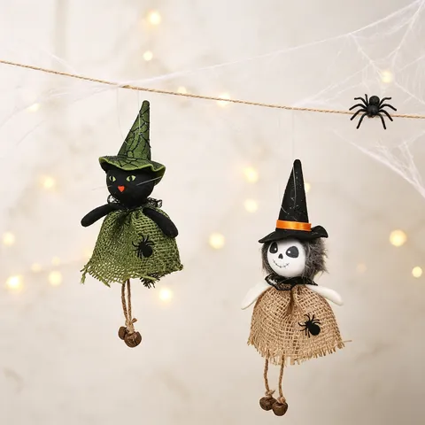 Halloween Decorations Cartoon Burlap Doll Hanging Ornaments Pumpkin Witch Ghost Black Cat Party Props Home Decor