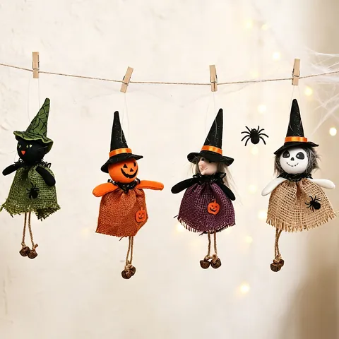 Halloween Decorations Cartoon Burlap Doll Hanging Ornaments Pumpkin Witch Ghost Black Cat Party Props Home Decor