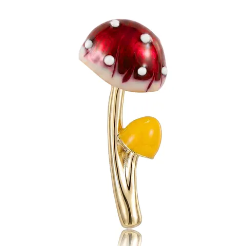 Süße Legierung Emaille Pilz Brosche Für Damen Cartoon Rot Blau Polka Dot Pflanze Kragennadel Mode Schmuck Accessoire Geschenk