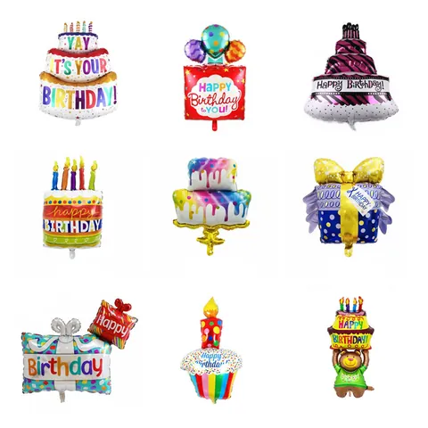 Großer Gestufter Geburtstagstorten Und Bären Aluminiumfolienballon Bunter Mylar Ballon Für Kinder Geburtstagsfeier Deko