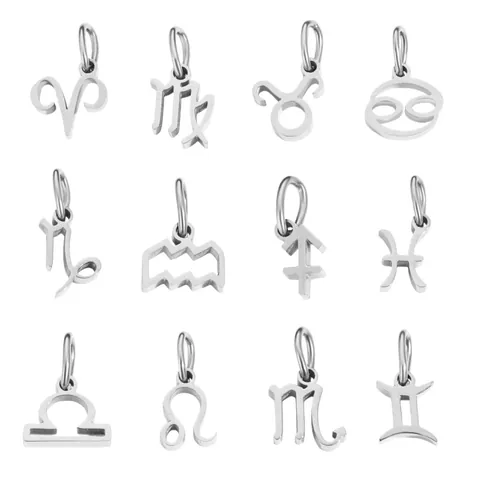 Stainless Steel Zodiac Constellation Pendants For DIY Necklace Bracelet Making Minimalist Astrology Jewelry Accessories
