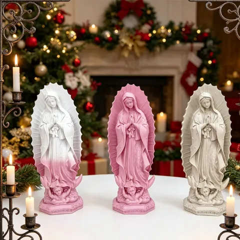 Statue de Notre-Dame de Guadalupe Vierge Marie en Résine Figure Religieuse Sculpture Ornement Maison Salon Décor