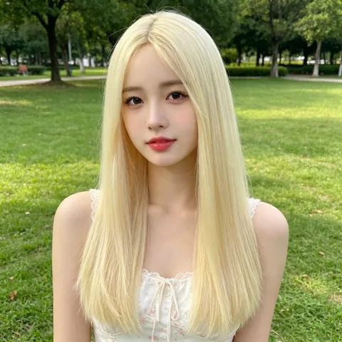 Women's Synthetic High Temperature Fiber Straight Bob Wig Middle Part Mid-Length Black Light Blonde Bone Straight Fashion Wig