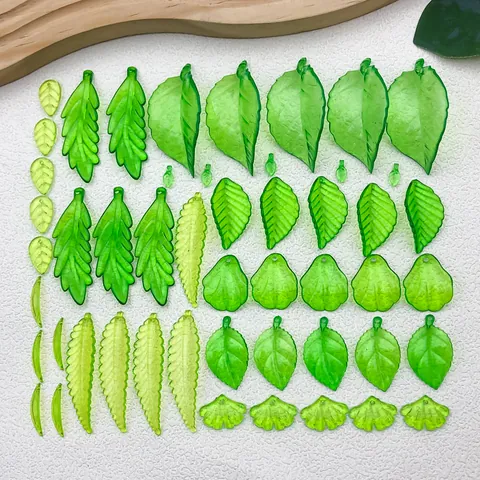 Iridescent Acrylic Leaf Beads For DIY Jewelry Making Botanical Design Colorful Leaf Charms For Handcrafted Accessories