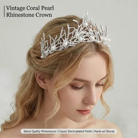 Vintage Gothic Branch Crown With Artificial Pearls Rhinestones For Wedding Party Forest Style Bride Tiara Headpiece Hair Accessories