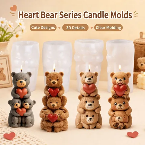 Stampo In Silicone Orso Impilato DIY Produzione Di Candele Aromaterapia Gesso Artigianato Grado Alimentare Flessibile Forma 3D