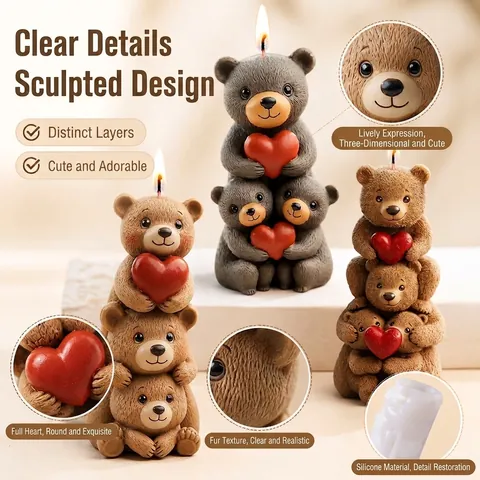 Stampo In Silicone Orso Impilato DIY Produzione Di Candele Aromaterapia Gesso Artigianato Grado Alimentare Flessibile Forma 3D