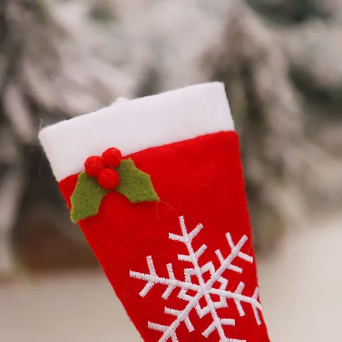 Christmas Non-Woven Fabric Cutlery Holder Snowflake Tree Embroidery Hat Shape Table Dinner Decoration Party Xmas Gifts