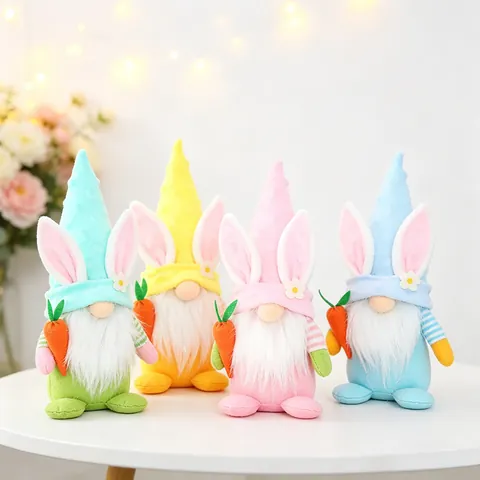 Easter Gnome Plush Decorations With Bunny Ears And Carrot Faceless Rabbit Doll For Home Tabletop Window Holiday Ornaments