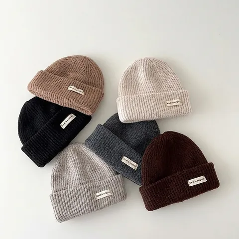 Berretto Invernale Caldo in Maglia per Bambini a Costine Tinta Unita Patchwork Morbido Elastico per Ragazzi e Ragazze Accessori Invernali