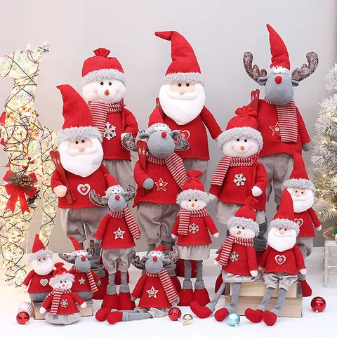 Gestrickte Weihnachtsgnom Weihnachtsmann Schneemann Rentier Plüschpuppen Teleskopisch Stehende Ornamente Weihnachten Haus Party Deko
