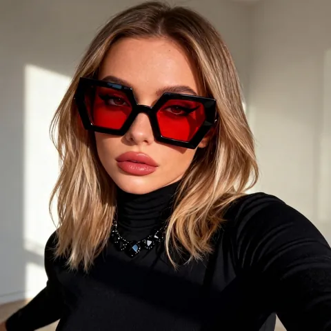 Lunettes de Soleil Polygone Mode pour Femmes Rétro Géométrique Surdimensionné Lunettes de Soleil Protection UV400 Lunettes Tendance