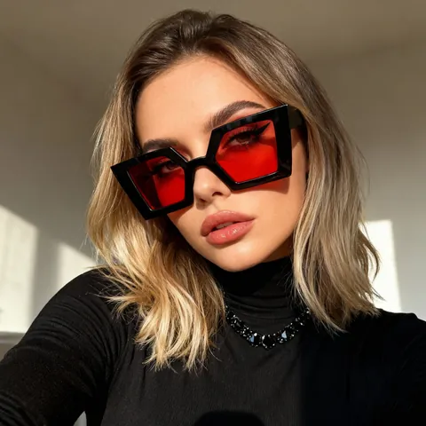 Lunettes de Soleil Polygone Mode pour Femmes Rétro Géométrique Surdimensionné Lunettes de Soleil Protection UV400 Lunettes Tendance