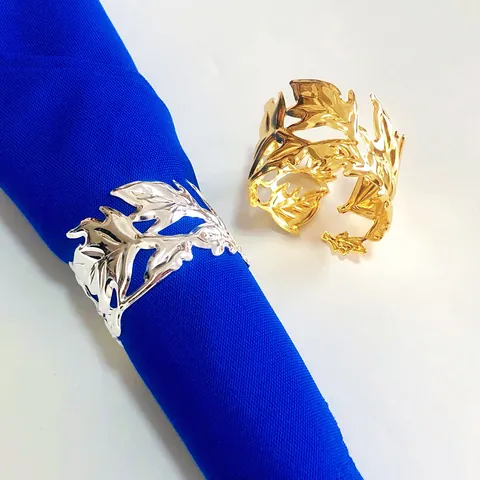 Leaf Shaped Metal Napkin Rings Electroplated Gold Silver Finish For Wedding Banquet Party Table Setting Decor Accessories