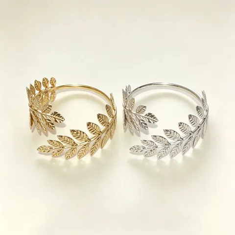 Servilleteros Minimalistas de Metal con Hojas Cruzadas Dorado Plateado Galvanizado para Decoración Mesa Hotel Boda Banquete Fiesta