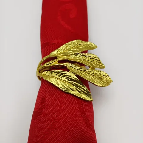 Eleganter Serviettenring Blattgold Legierung Blattform Serviettenhalter Für Hotel Hochzeit Bankett Party Tischdekoration