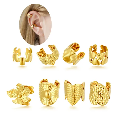 Non-Piercing Stainless Steel Ear Cuffs For Women Men Geometric Heart Flower Cartilage Ear Clips Fashion Jewelry No Hole Earrings