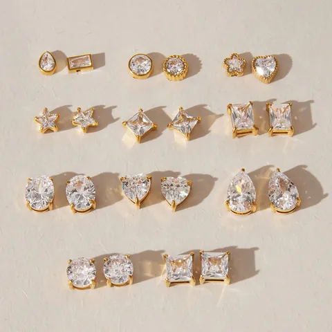 Minimalistische Edelstahl Strass Ohrstecker Für Damen Hypoallergen Geometrisch Rund Herz Stern Piercing Schmuck