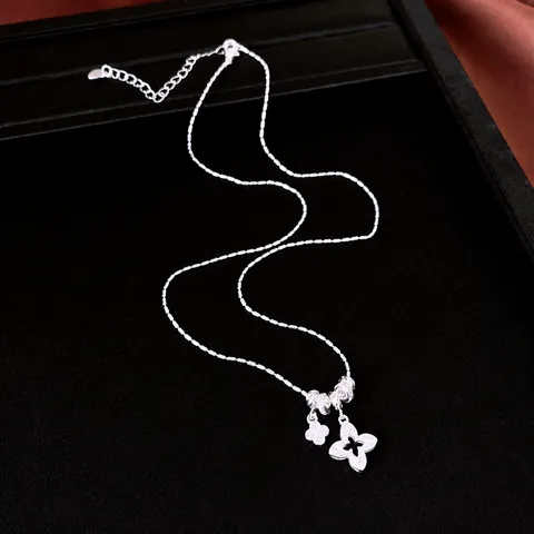 Collar Ajustable Con Colgante de Flor de Circonia Cadena de Clavícula Simple de Moda Joyería de Cuello de Cobre Versátil para Mujer