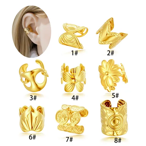 Stainless Steel Non-Pierced Ear Cuffs Mask Flower Design Vintage Cartilage Ear Clips For Women Men Punk Niche Jewelry Gold Silver Plated
