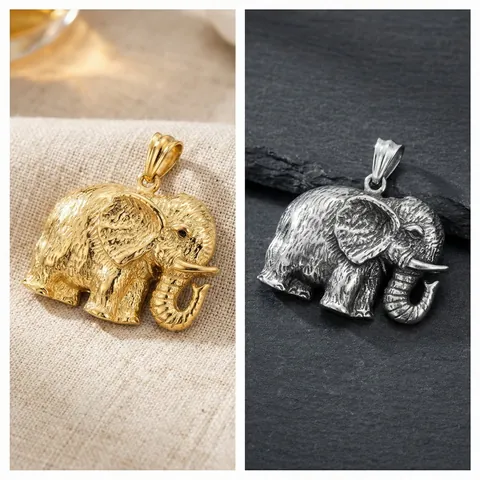 Thaise Retro Olifant Hanger in Reliëf Roestvrijstalen Dierenbedel Voor Heren Dames Mode Sieraden Ketting Accessoire